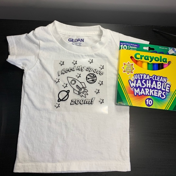 Kid’s Coloring Shirt with Markers - Multiple Designs Available! - Picture 7 of 16